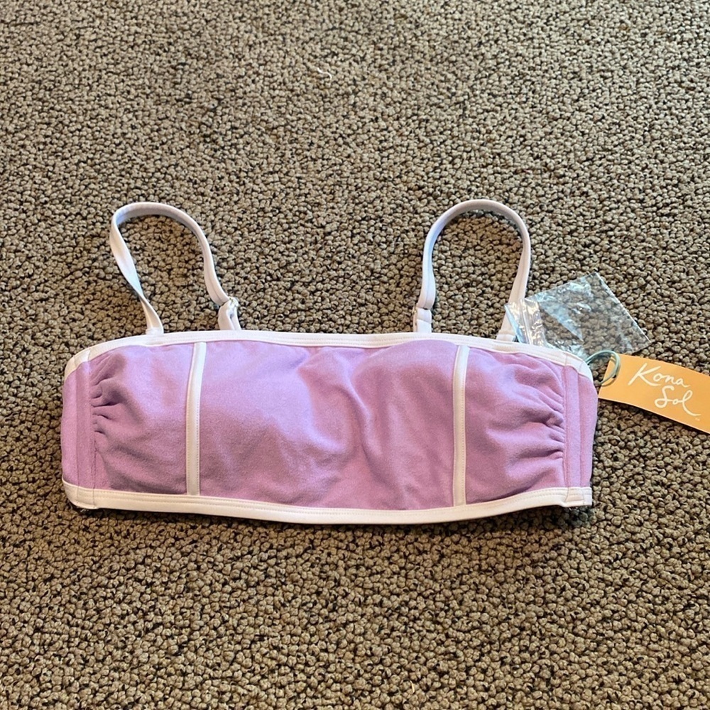 NWT Kona Sol Lavender Terry Bandeau Bikini Top Size Medium